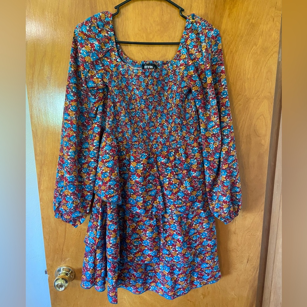 Long Sleeve Sundress with Square Neck
